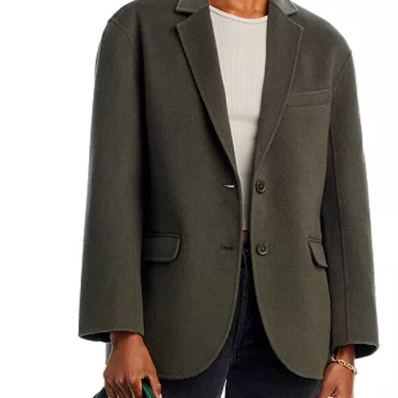 Anine Bing Quinn Cashmere and Wool Blazer in green - Picture 1 of 7